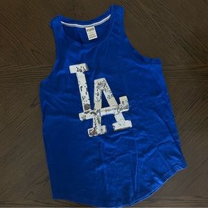 Victoria’s Secret PINK Blue and Silver Dodgers Sequin Tank Top Size Small
